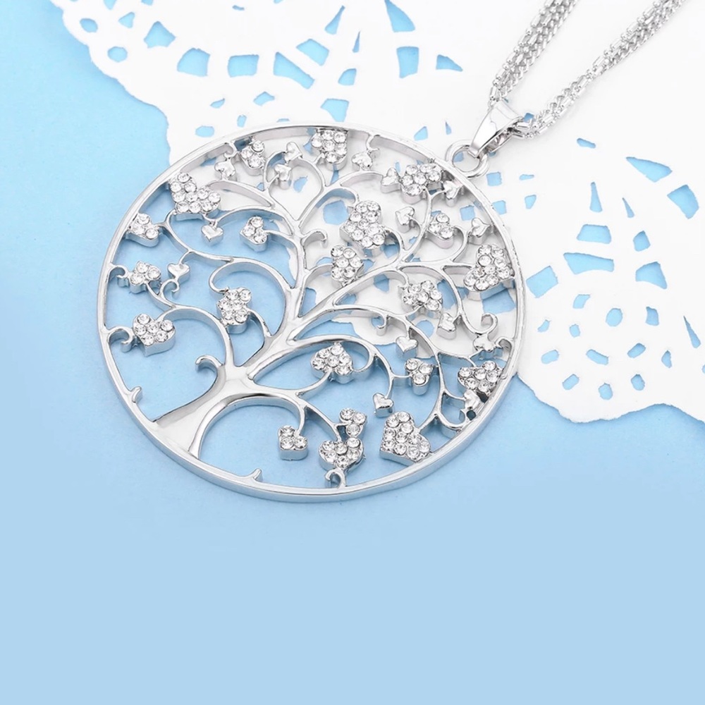 Silver Tree of Life Pendant Necklace - large size